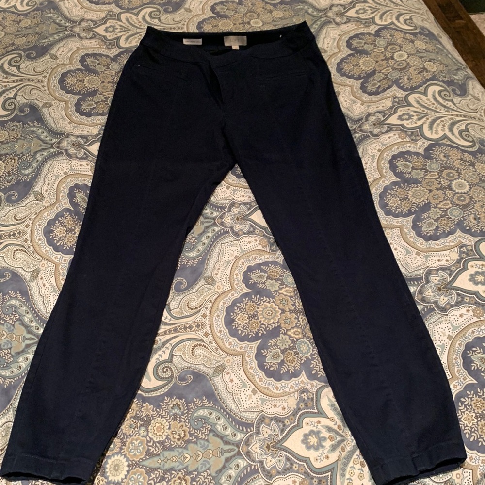 Loft outlet blue curvy skinny ankle dress pants with zip pockets